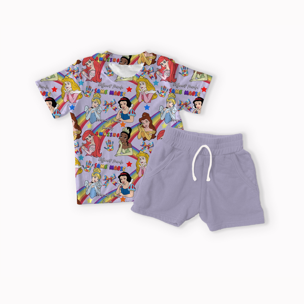 Autism Princess Pink, Purple, Blue and Yellow seamless