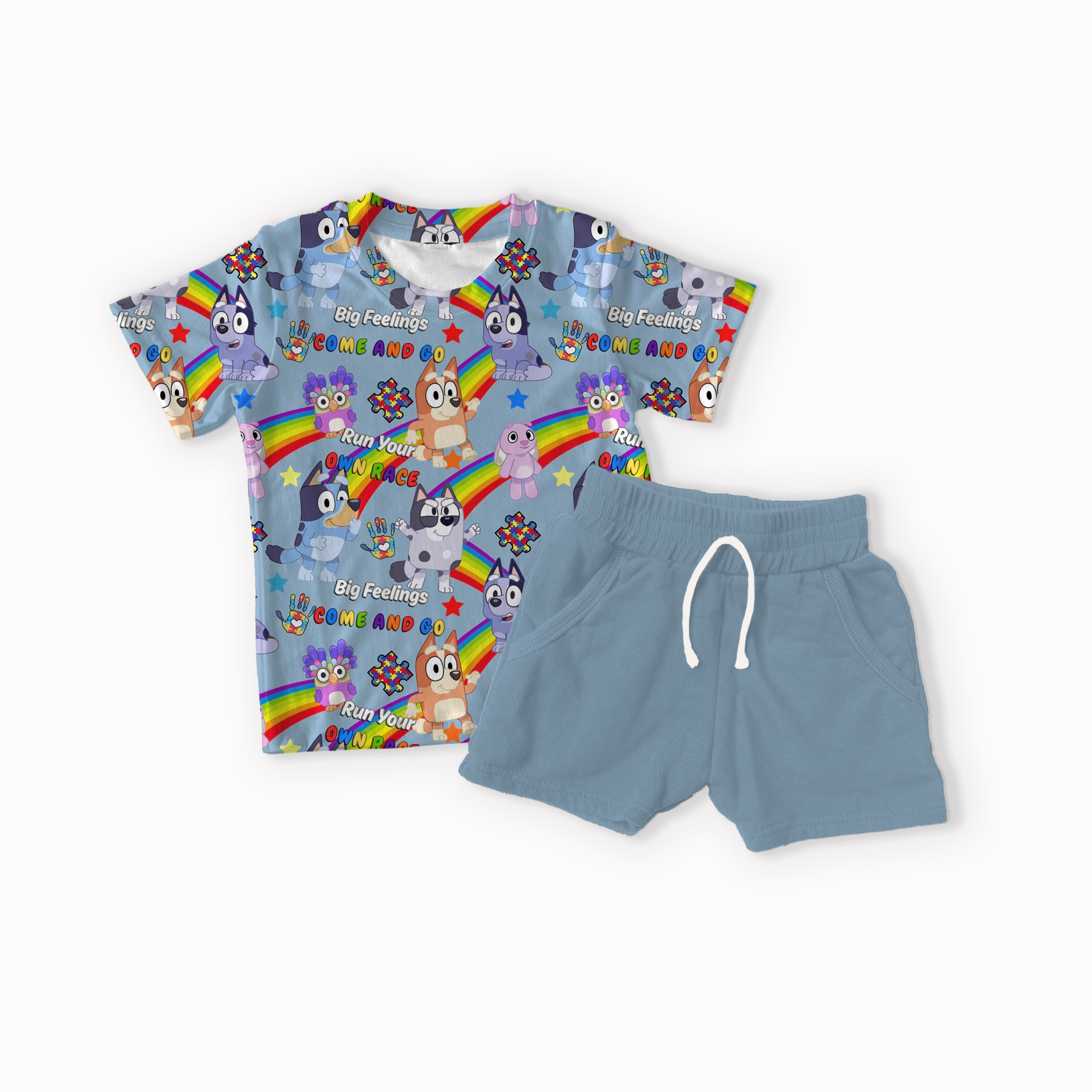Dog Cousins Autism Black, Blue, Purple and Pink seamless