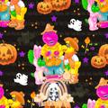 Purple Dinosaur Halloween seamless