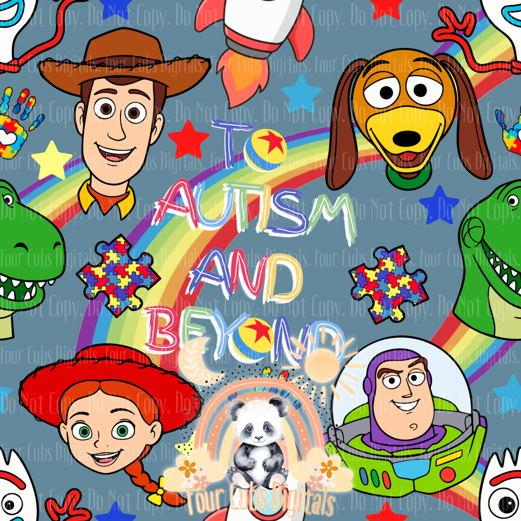 Toys Autism Blue, Yellow, Green and Purple seamless files