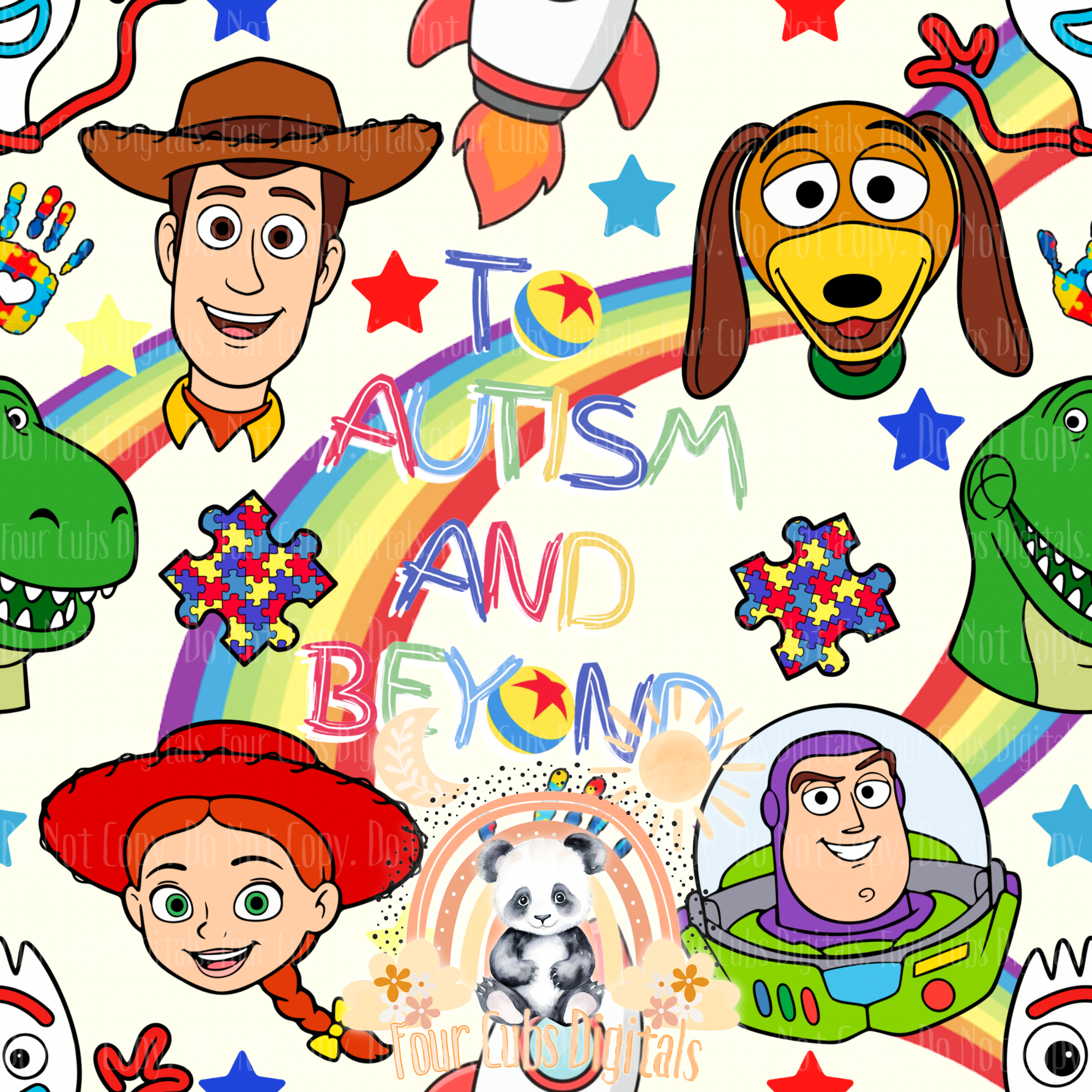 Toys Autism Blue, Yellow, Green and Purple seamless files