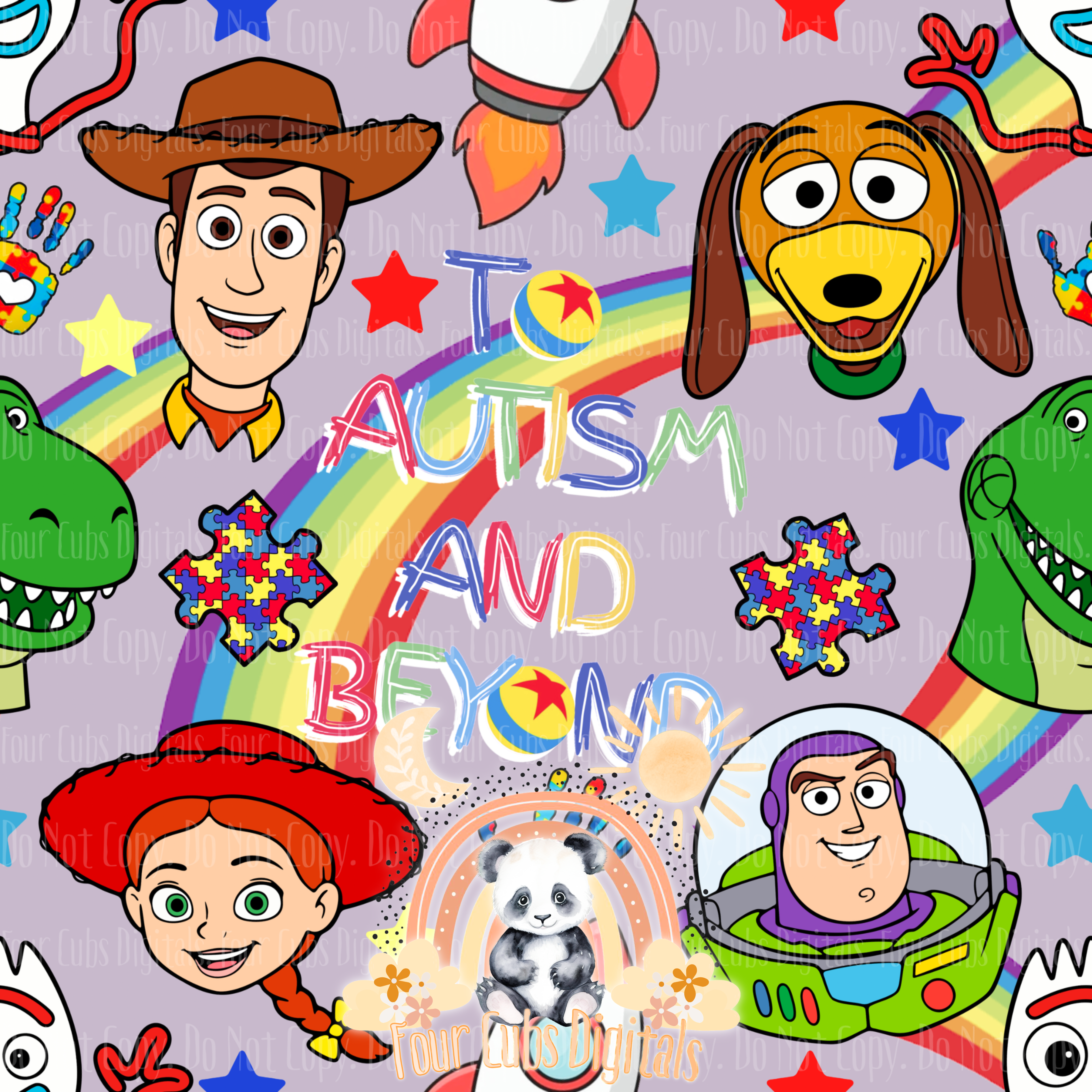 Toys Autism Blue, Yellow, Green and Purple seamless files