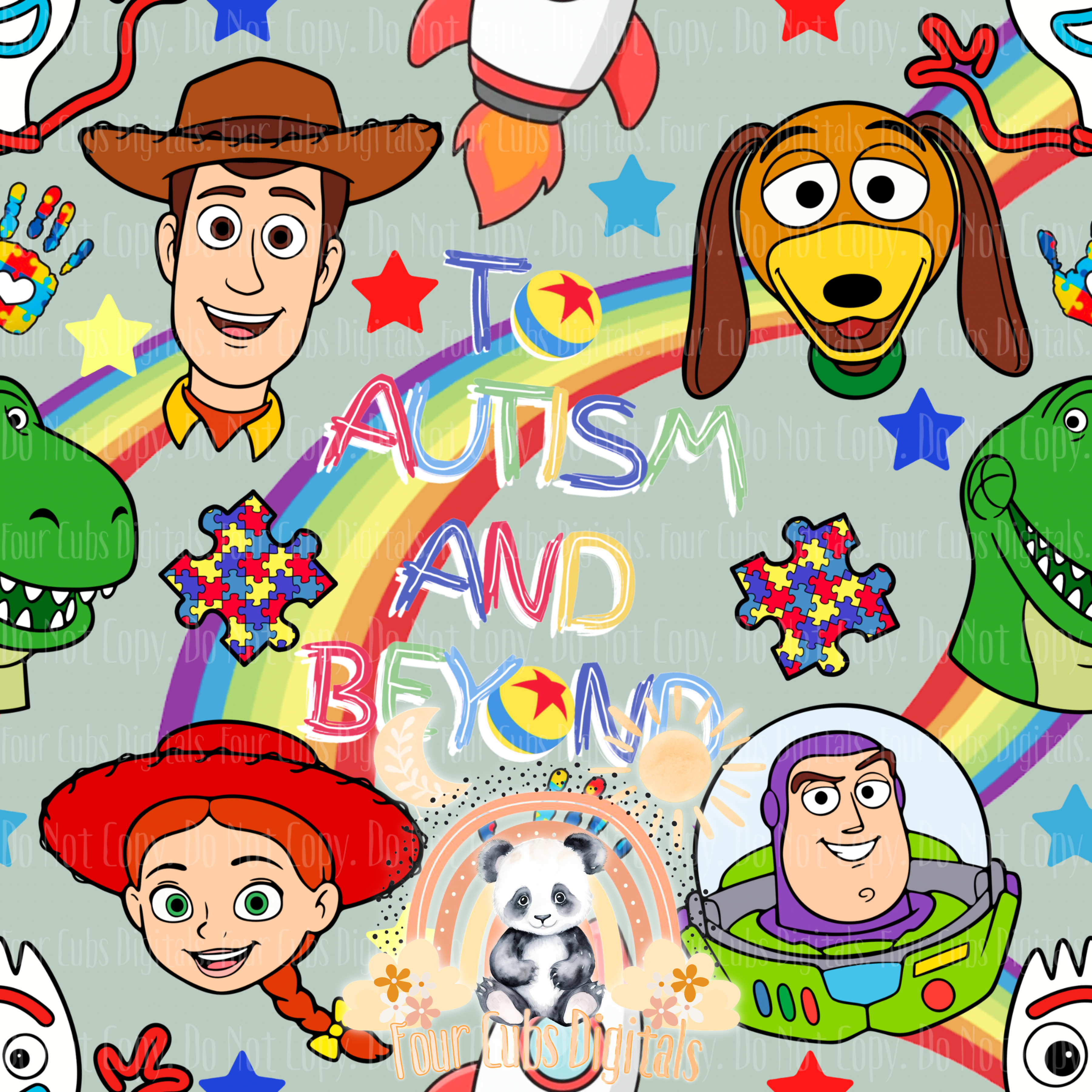 Toys Autism Blue, Yellow, Green and Purple seamless files