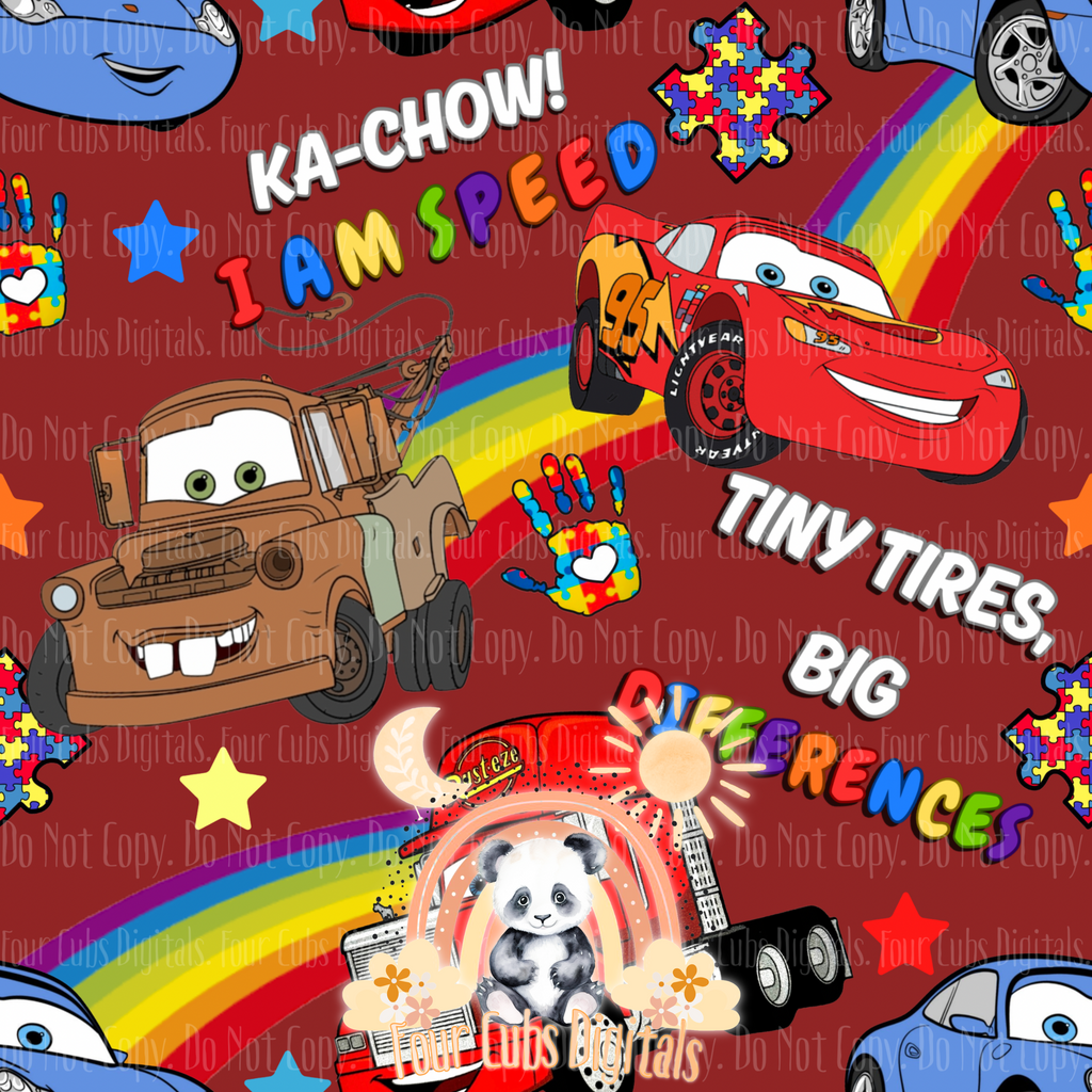 KA-CHOW Autism Black, Red, Blue and Brown seamless