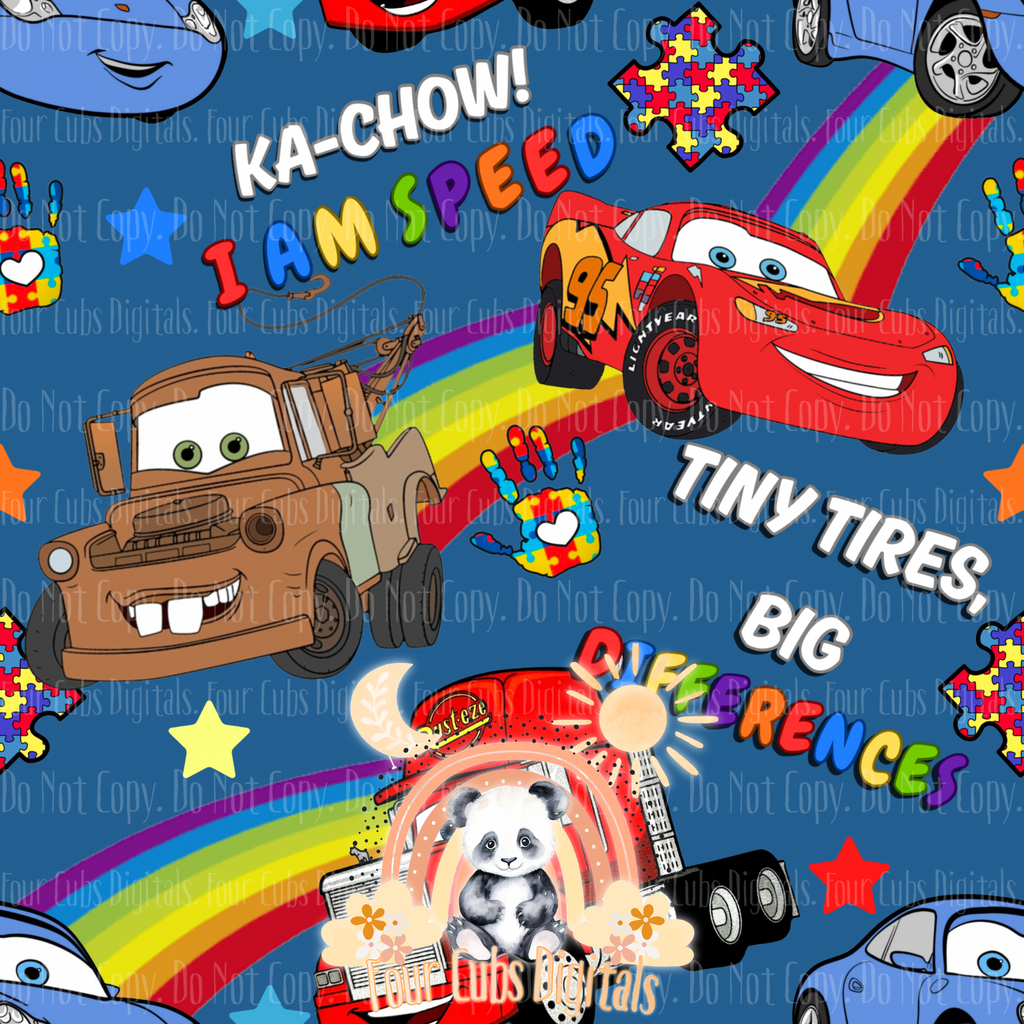 KA-CHOW Autism Black, Red, Blue and Brown seamless