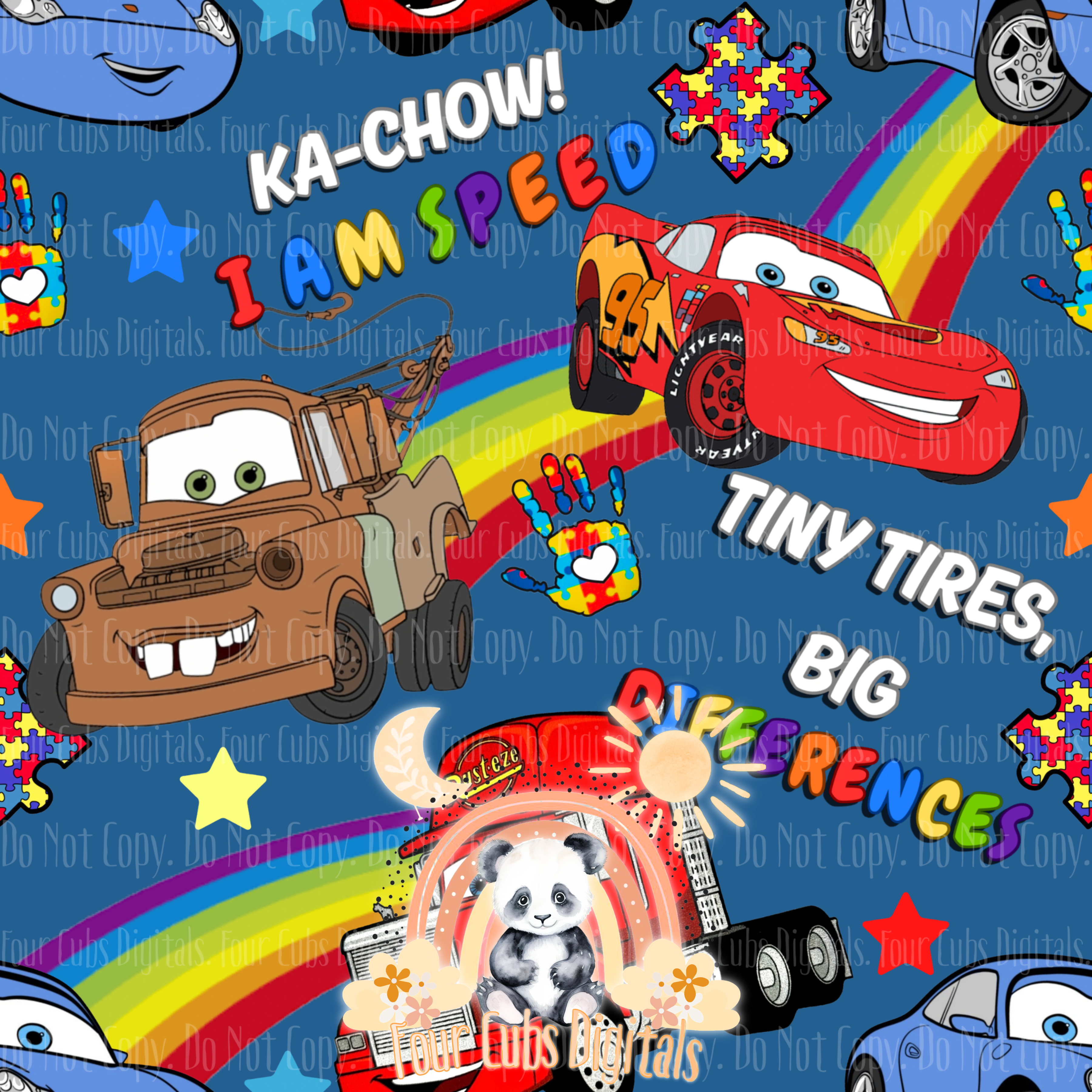 KA-CHOW Autism Black, Red, Blue and Brown seamless