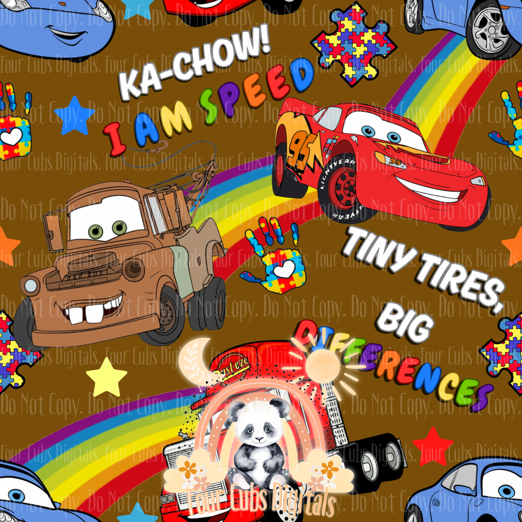 KA-CHOW Autism Black, Red, Blue and Brown seamless