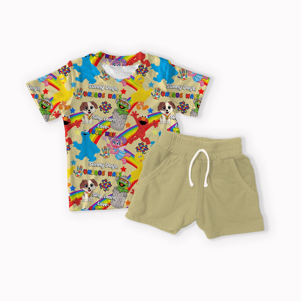 Street Monsters Autism Yellow, Blue, Purple and Pink seamless