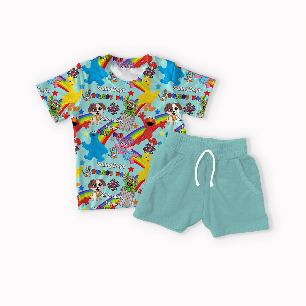 Street Monsters Autism Yellow, Blue, Purple and Pink seamless