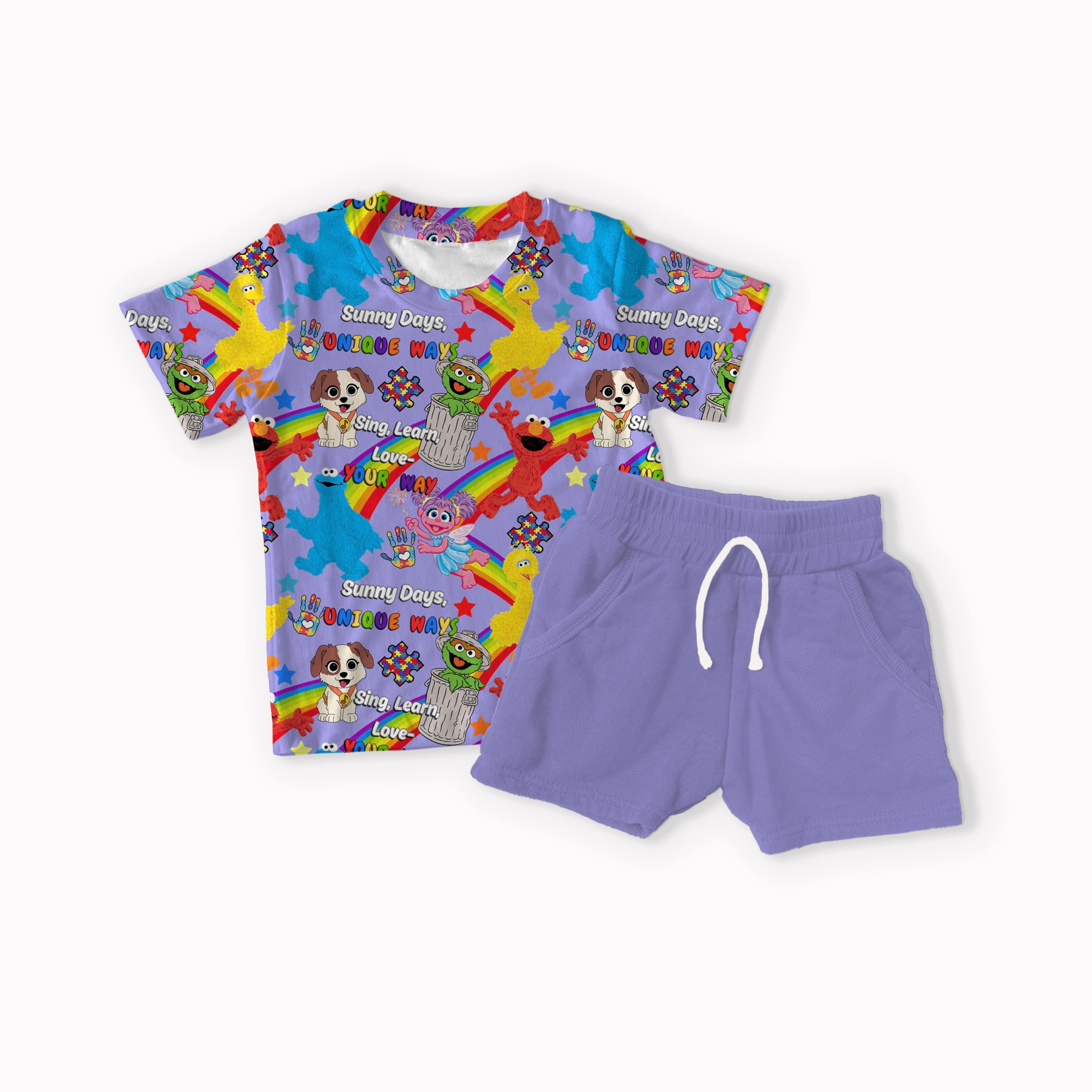 Street Monsters Autism Yellow, Blue, Purple and Pink seamless