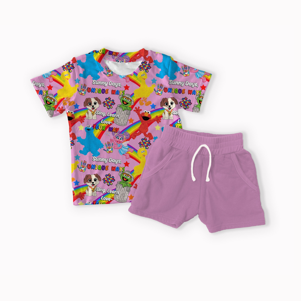 Street Monsters Autism Yellow, Blue, Purple and Pink seamless