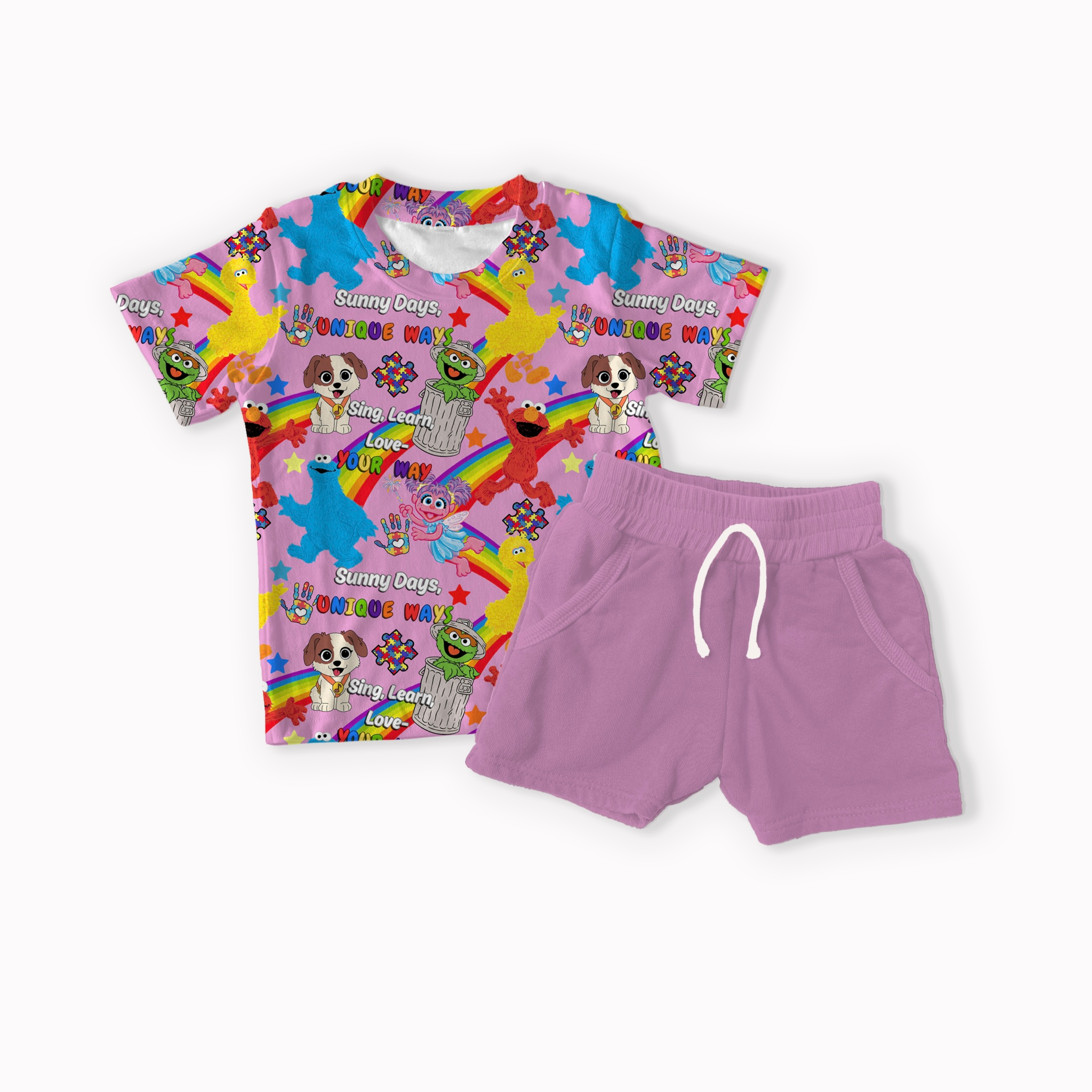 Street Monsters Autism Yellow, Blue, Purple and Pink seamless