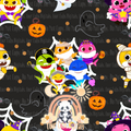 Baby Shark Halloween Black and Orange seamless