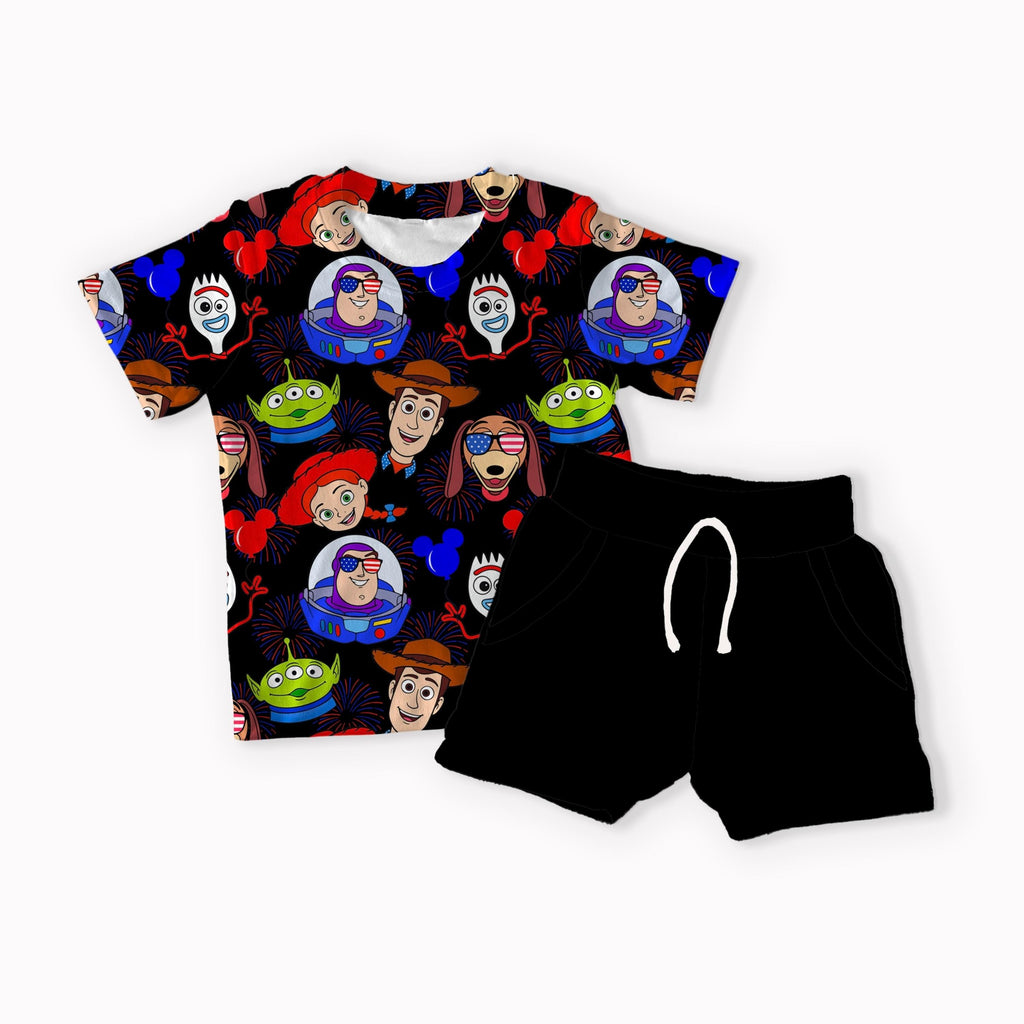Toys 4th of July white, black, red and blue seamless