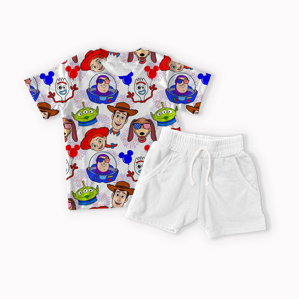 Toys 4th of July white, black, red and blue seamless