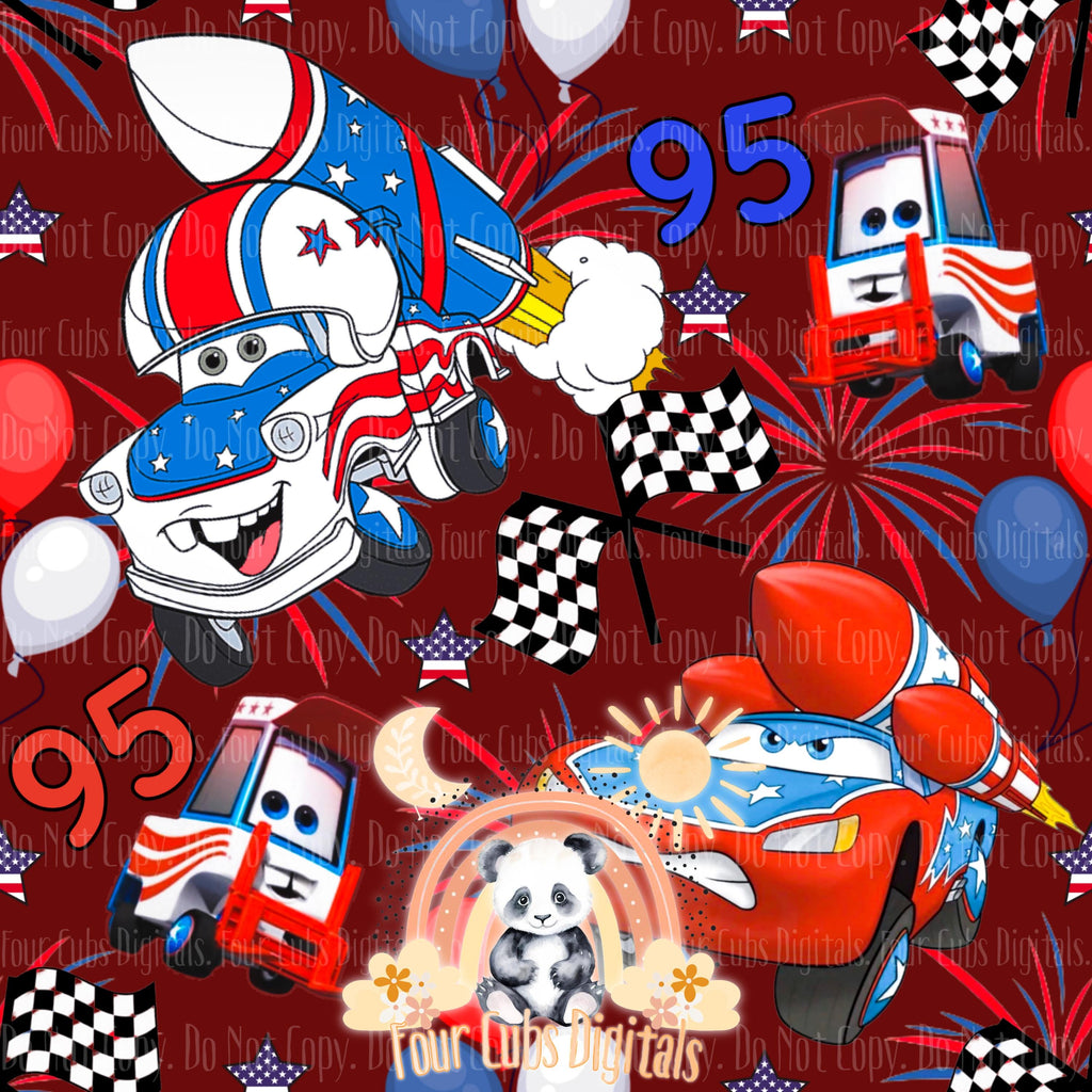 KA-CHOW 4th of July white, grey, red and blue seamless