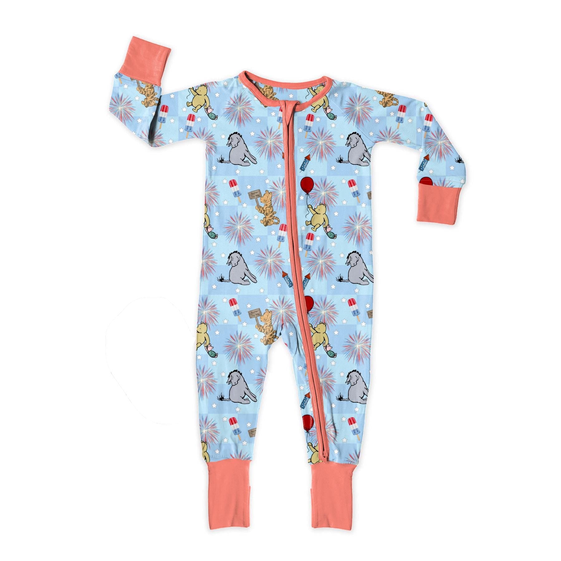 Classic Pooh Blue and Red 4th of July seamless