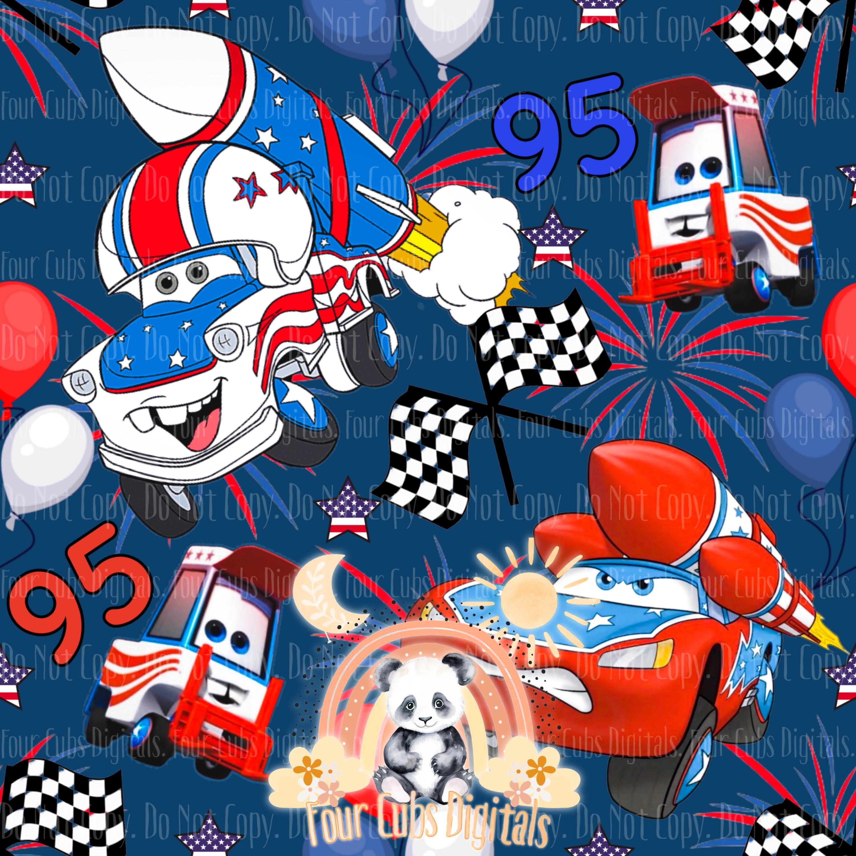 KA-CHOW 4th of July white, grey, red and blue seamless