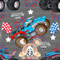 Trucks 4th of July grey and brown seamless