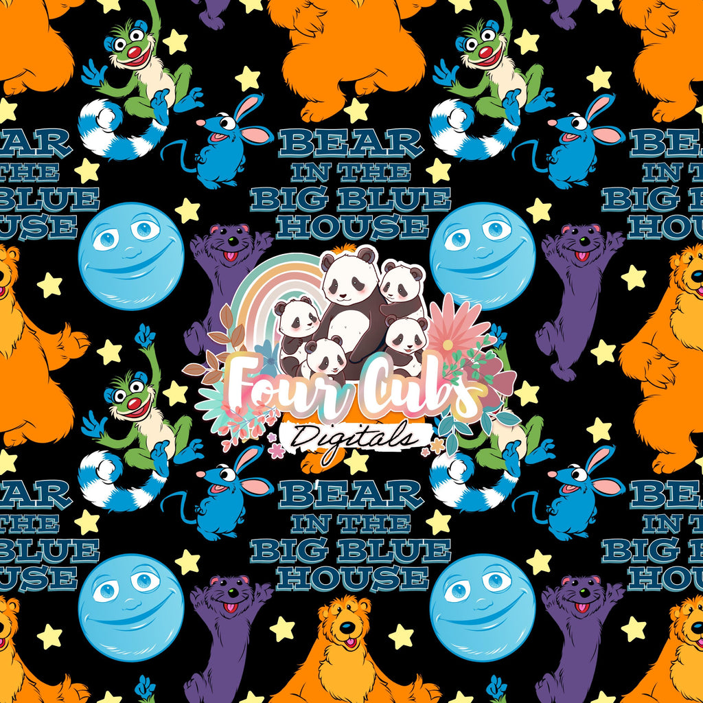 Magical Moonlight Bear Light and Dark seamless