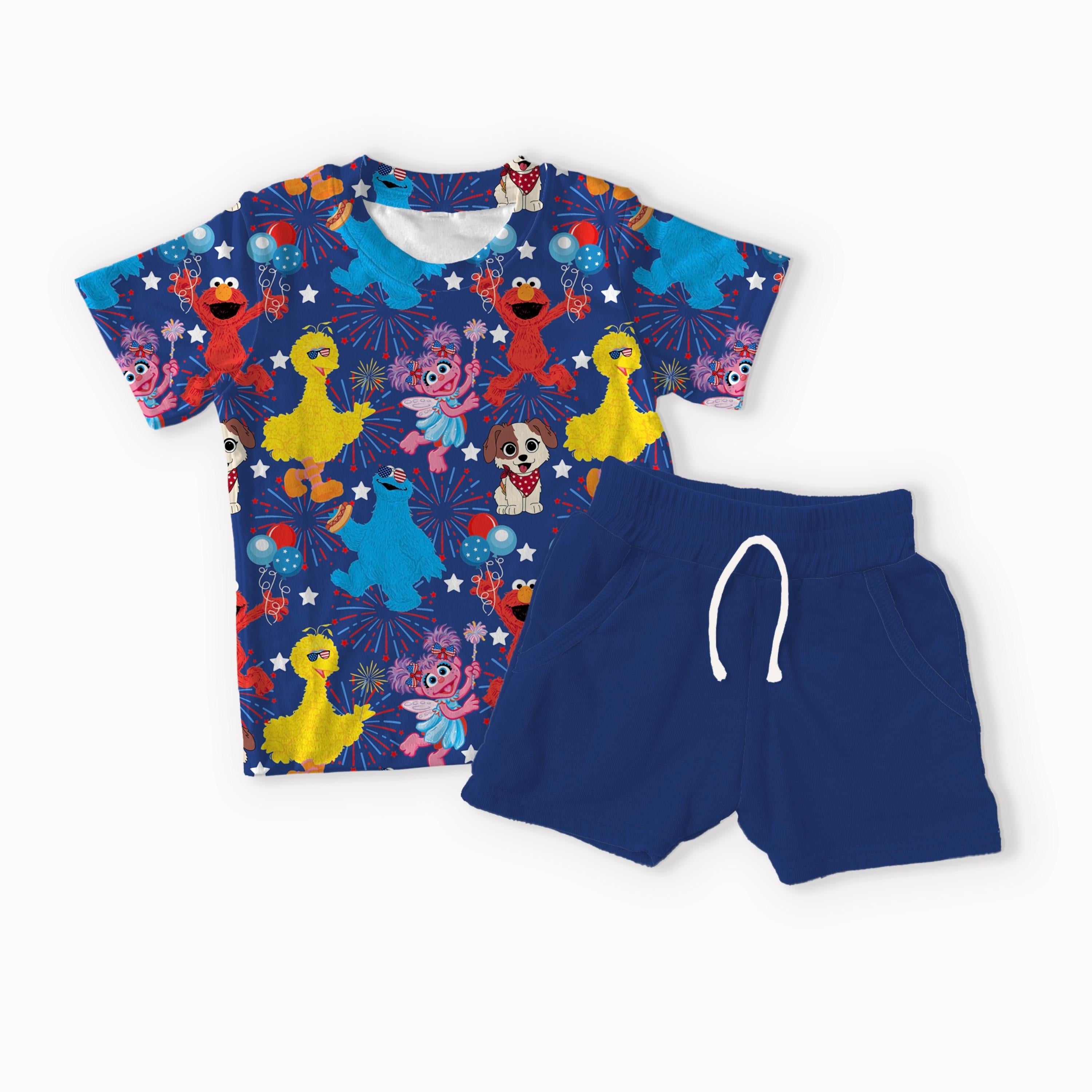 Street Monsters 4th of July white, black, red and blue seamless